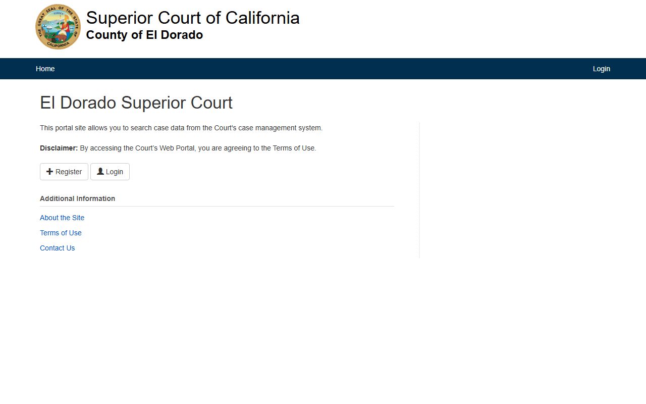 El Dorado County court portal for criminal case searches
