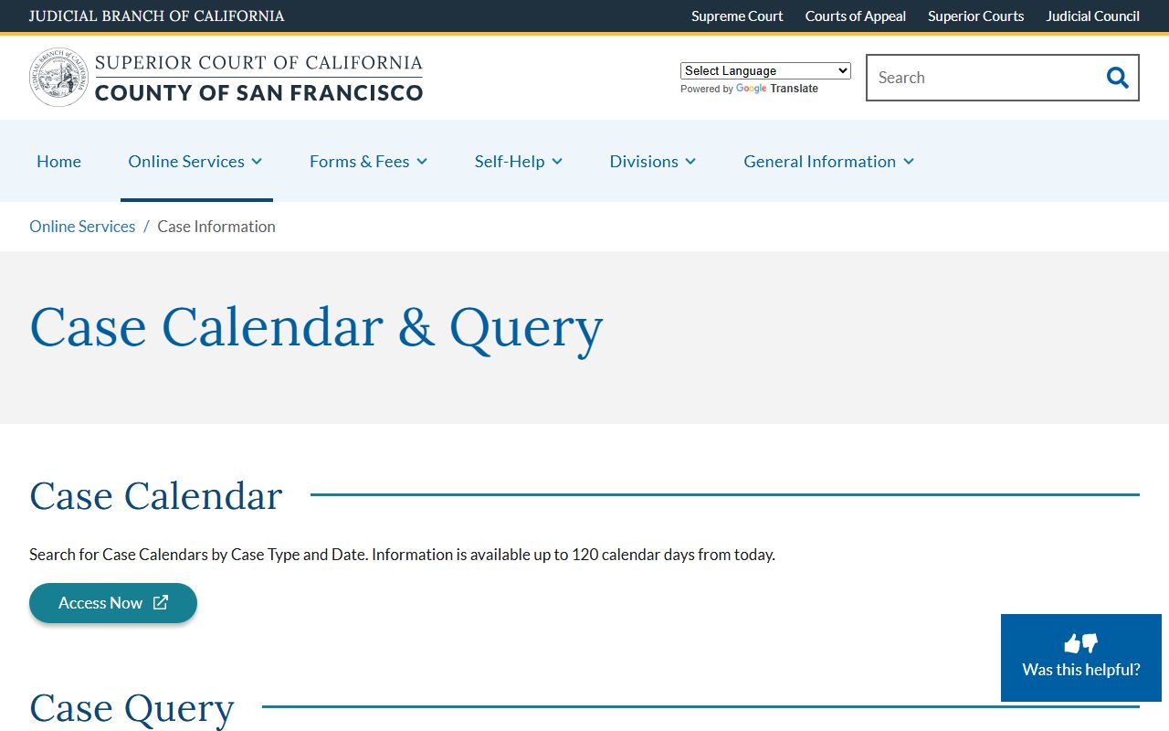 San Francisco County court case information for criminal records